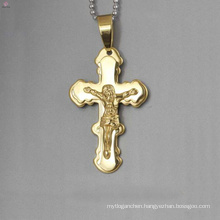 Top selling stainless steel jesus cross pendant, gold cross pendant